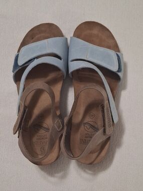 Comfort Sandals for Women - Light Blue Memory Foam Straps